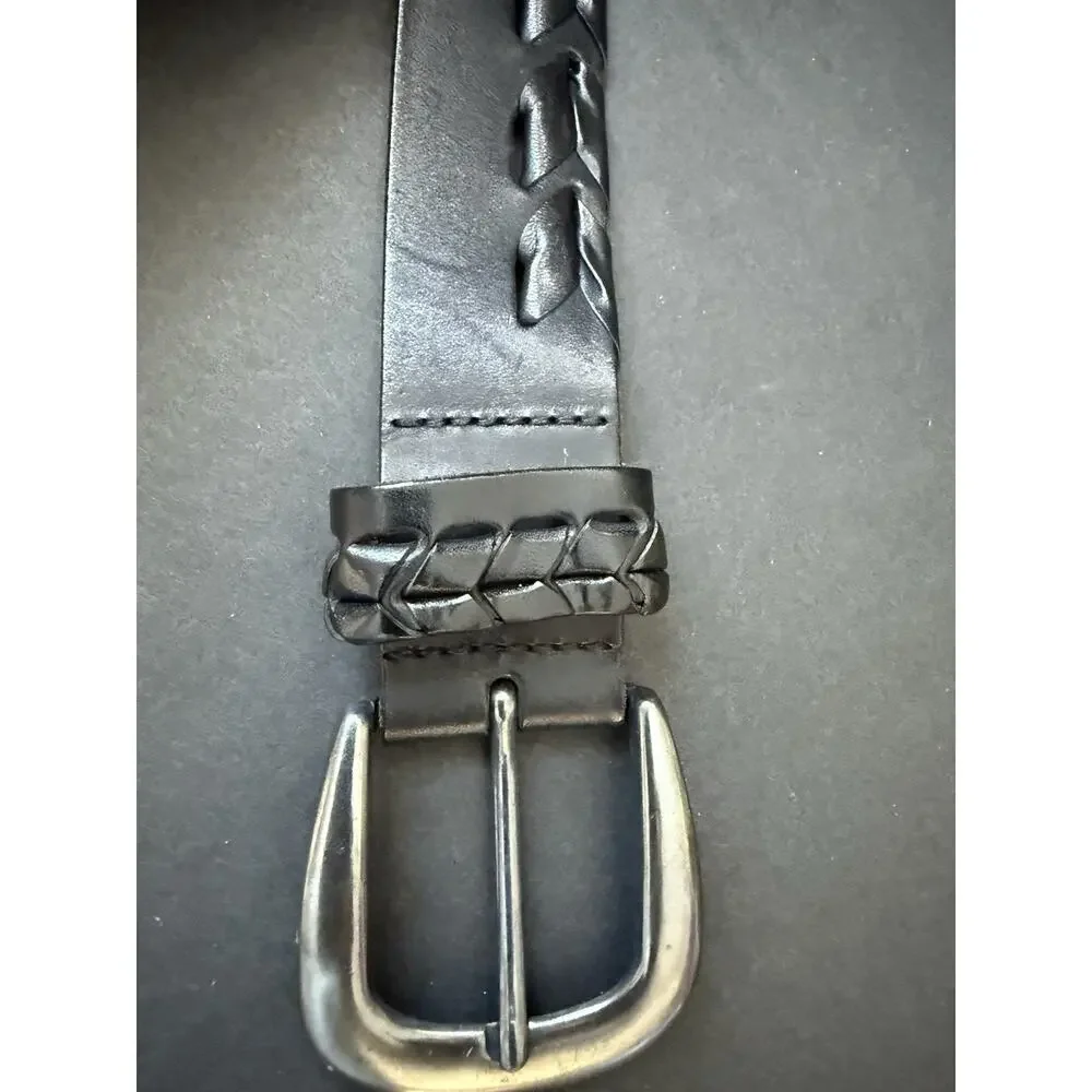 Handcrafted Mens Leather Belt Woven Braided Black Size 40 Artisan Casual Career